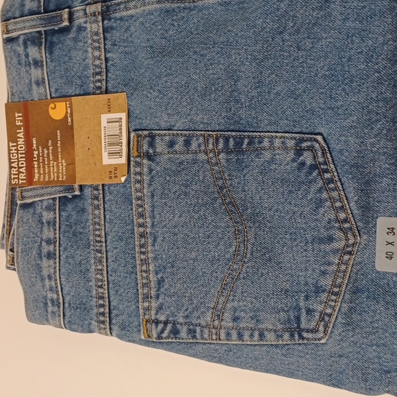NWT Carhartt Men's Relaxed Fit Heavyweight 5-Pocket Tapered Stonewash Blue Jeans - Picture 9 of 14